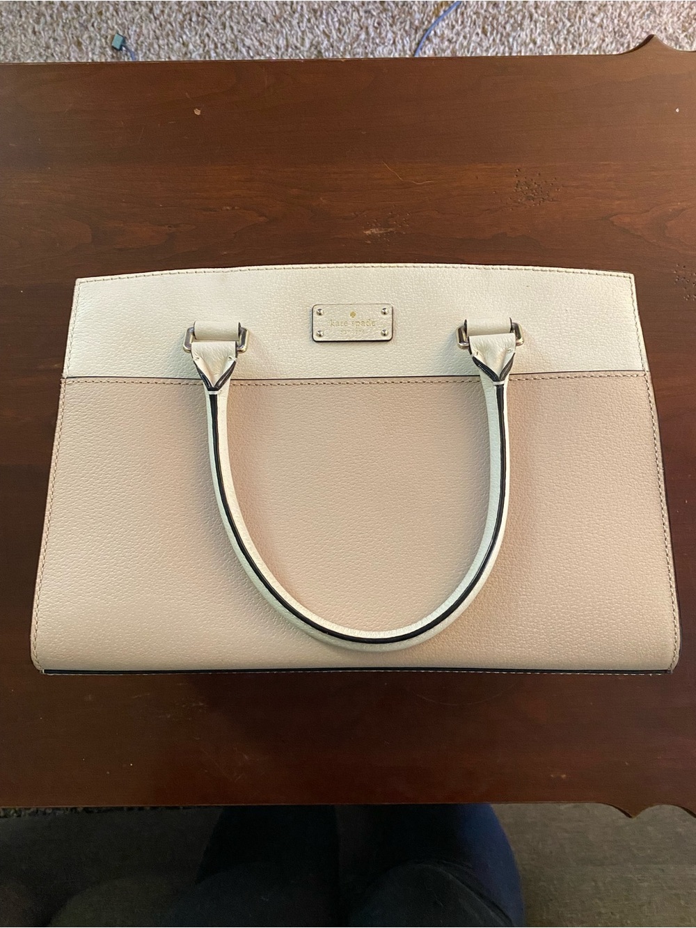 Kate Spade Structured Leather Crossbody Bag in Light Beige/ Blush Pink
